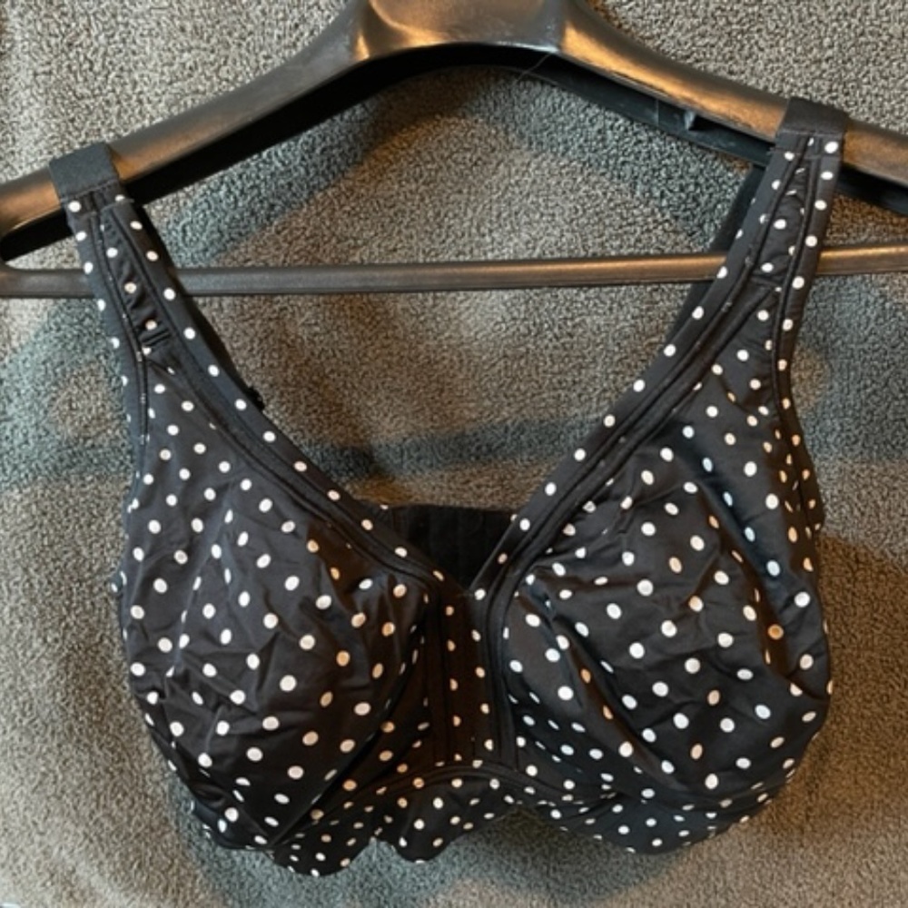 Lane Bryant / Casique Cooling No Wire Black & White Polka Dot Bra! 38ddd